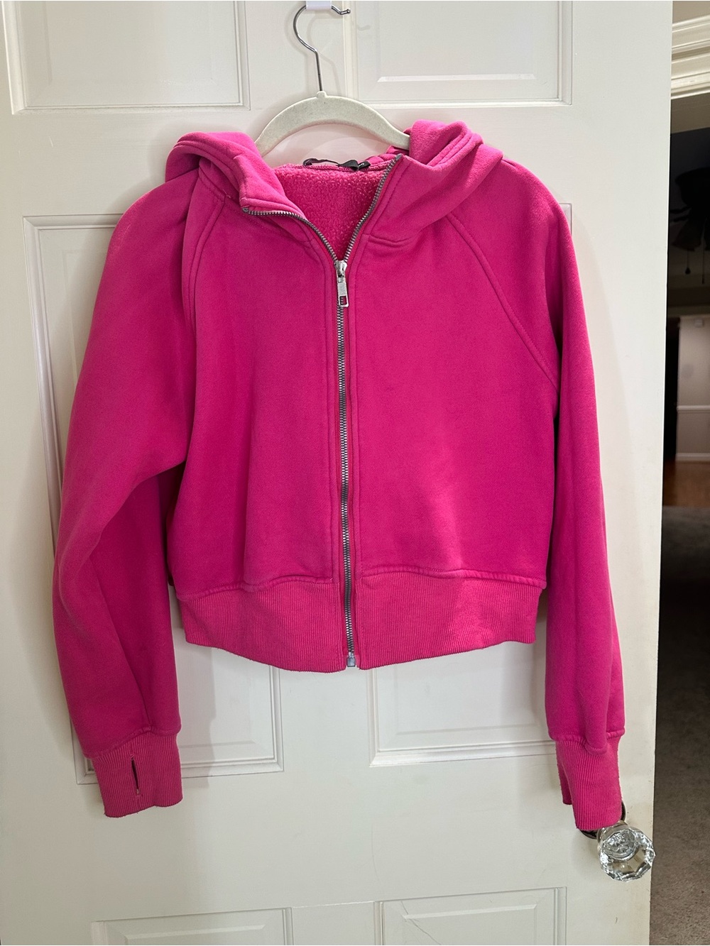 Bright Pink Crop Fit Zip-Up Hoodie size Small